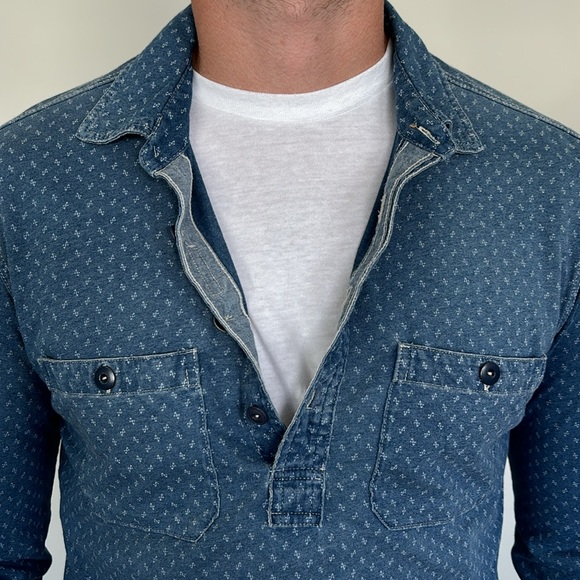 Men’s Patterned Longsleeve Collard Tunic Shirt - Picture 7 of 9